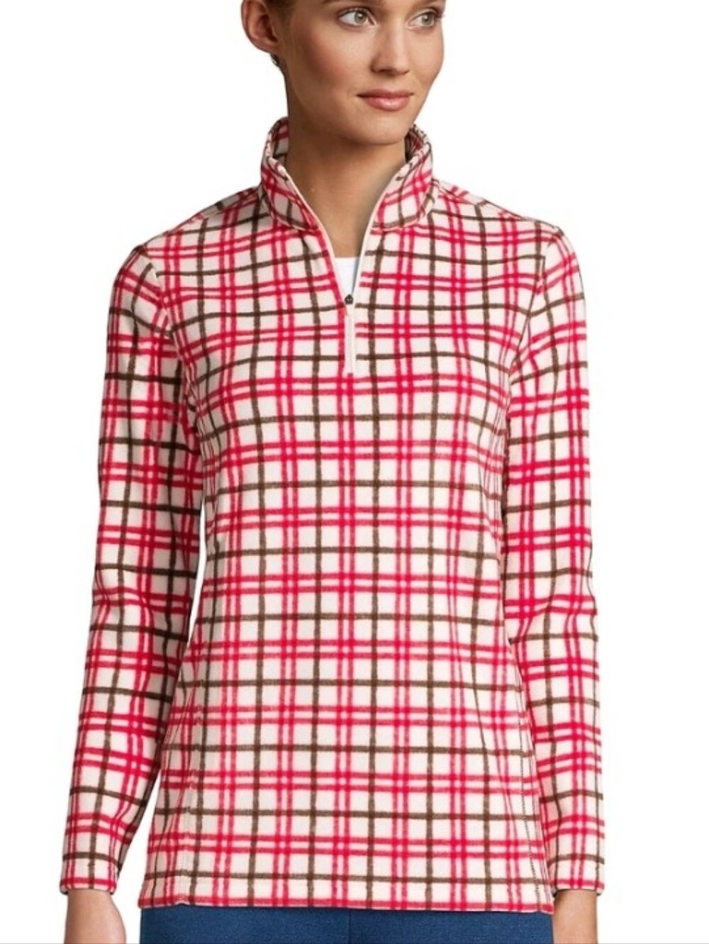 Lands' End Lightweight Holiday Fleece Quaryer Zip 2X